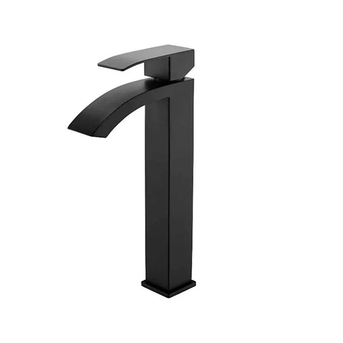 Смеситель для умывальника "Fmark FS8611H", черный, однорычажный, нержавейка, с подводкой