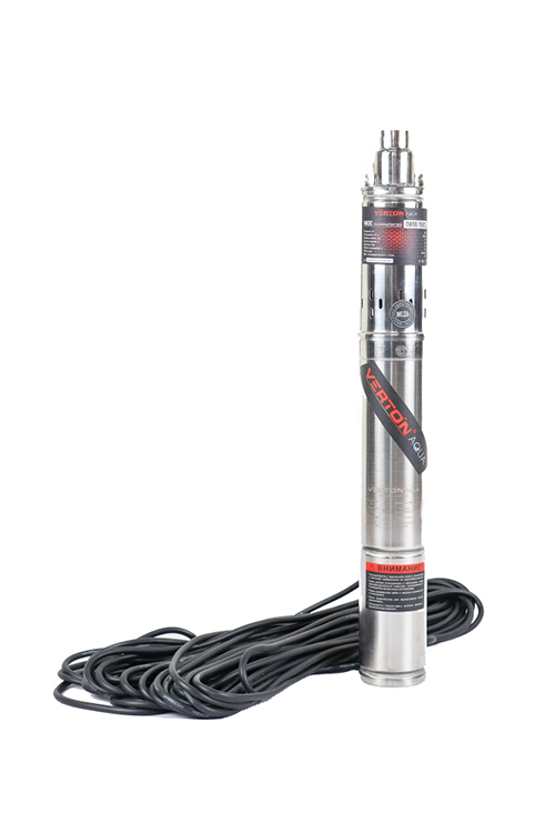 Насос скважинный винтовой  Verton AQUA DW90/550S (550 Вт, 230 В//50 Гц, Q max 32 л/мин, H max 90 м, диам. 76 мм, верх. забор, давл. 9,1 бар, глуб. 30 м