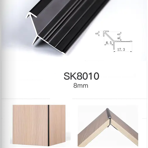 Профиль угловой (наружний) тонкая полоса, стык под 45гр - SK8010, сатин матовый, 3м