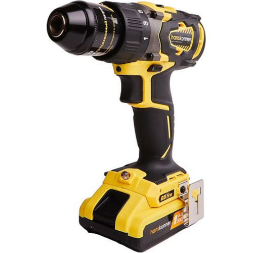 Дрель-шуруповерт аккум. б/щ "Hanskonner" HCD1865BL 18В, 2 акк. 2,4Ач, 65 Нм, патрон 13мм, кейс, Unibattery