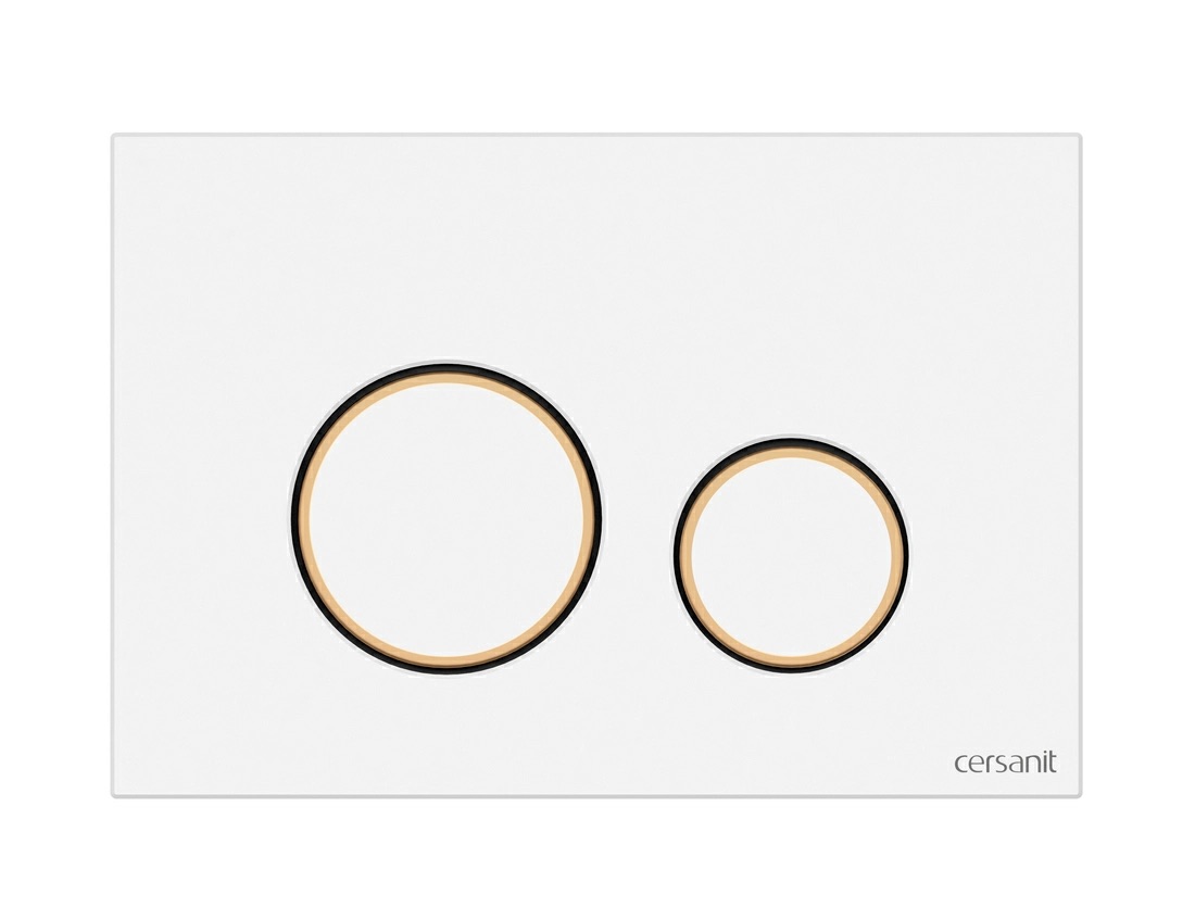 Кнопка "Twins" двойная механическая для инсталляции Cersanit, белый матовый с рамкой, пластик