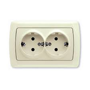 Розетка 2-ая c заземлением, &quot;Carmen Viko&quot;, скрытой проводки, кремовая