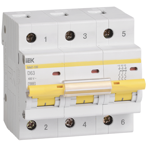 Автоматический выключатель ВА47-100 3Р 40А 10кА тип D "ИЭК"