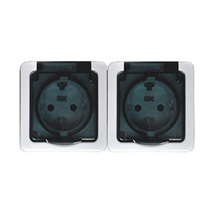 Розетка 2-я с с/з цвет крышки дымчатый, &quot;Гермес Plus&quot; IP54 РСб22-3-ГПБд &quot;ИЭК&quot;