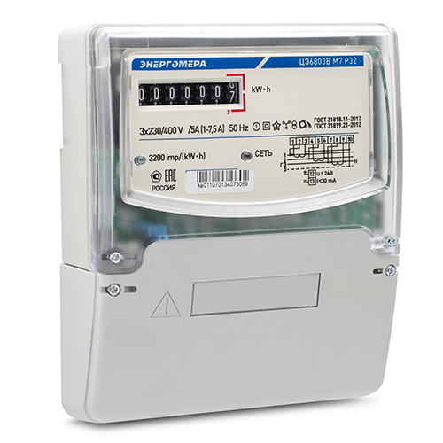Счетчик электрической энергии ЦЭ6803ВМ/1 1Т, 220В, 1-7,5А, 3-фазный, подключение через трансформаторы тока, 4пр. М7 Р32, для учета активной энергии