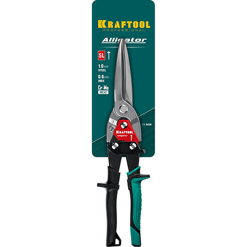 Ножницы по металлу удлиненные "Kraftool Alligator", 290мм, прямой рез, Сr-Mo сталь, двухкомпонентная рукоятка