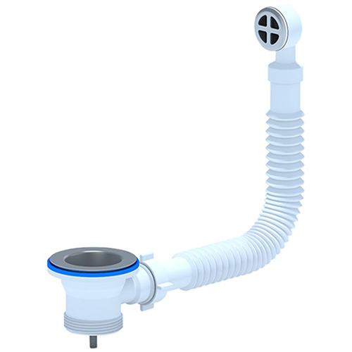 Выпуск для сифона стальной с нержавеющей сеткой 1.1/2, с круглым переливом "Aquattro"