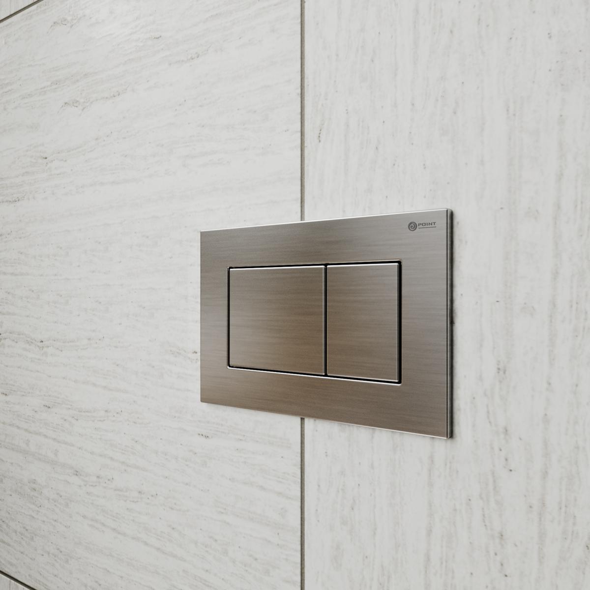 Кнопка "Ника" двойная механич. для инсталляции Point, сталь брашированная, нержавейка
