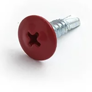 Саморез по металлу с прессшайбой красный сверло СММ 4,2*19мм RAL3005