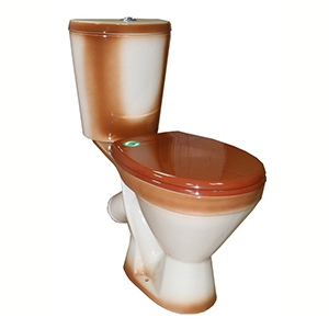 Унитаз-компакт "Элегант" коричневый, косой выпуск, нижняя подводка  с крышкой