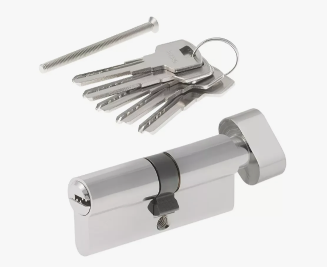 Цилиндр дверной сплав ЦАМ "Trodos ЦМВ 90(45/45)-5К CP", "Хром"