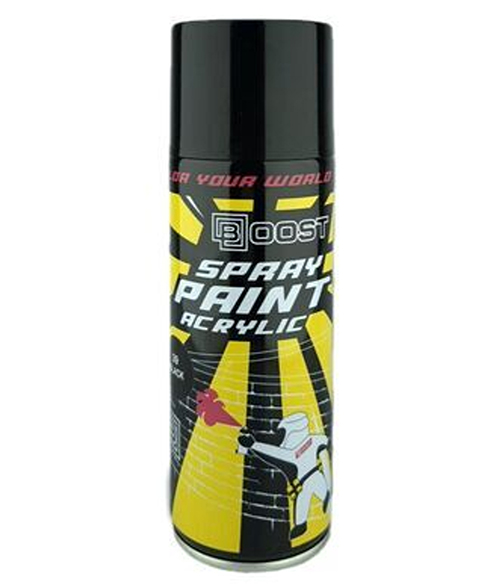 Aэрозольная краска-спрей черная глянцевая "BOOST", 520мл/243гр