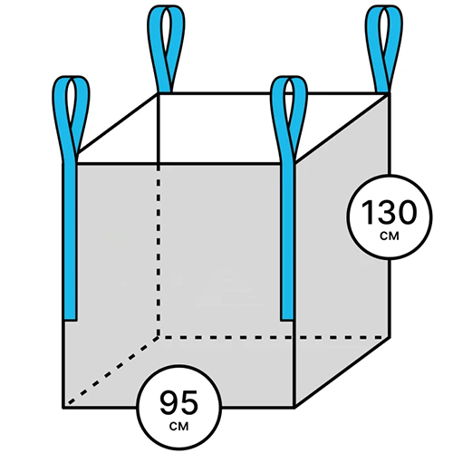 Мешок "Биг-Бэг" 95*95*130 4 стропы верх-открытый, низ-глухой 1,5тн 160гр/м2