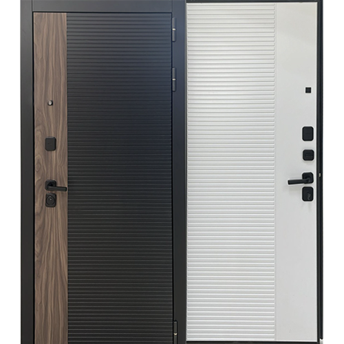 Дверь входная"Симфония",960*2050*110мм,правая,металл, 2 МДФ- "Кварц черный/мокка",МДФ "Белый матовый"