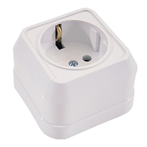 Розетка 1-ая с заземлением, "Siva Ustu Makel", накладная, белая