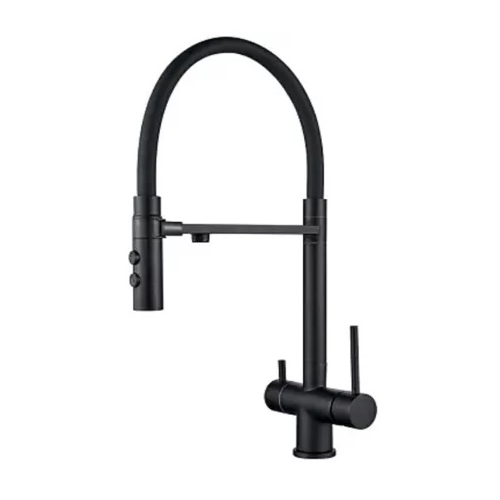 Смеситель &quot;Aloute&quot; одноручковый для кухни &quot;A61213H-2&quot;, черный матовый, с подводкой