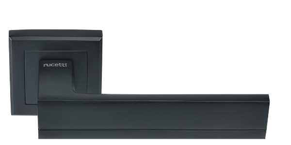 Ручка дверная "RAP 22-S BL", нажимная, квадратная накладка, "Черный"