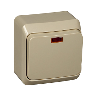 Выключатель 1-кл с подсветкой, "Этюд Lexel", накладной, кремовый