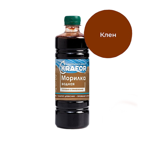 Пропитка водная &quot;KRAFOR&quot; защитно-декоративная тонирующая &quot;Морилка&quot; 0,5л, &quot;Клен&quot;