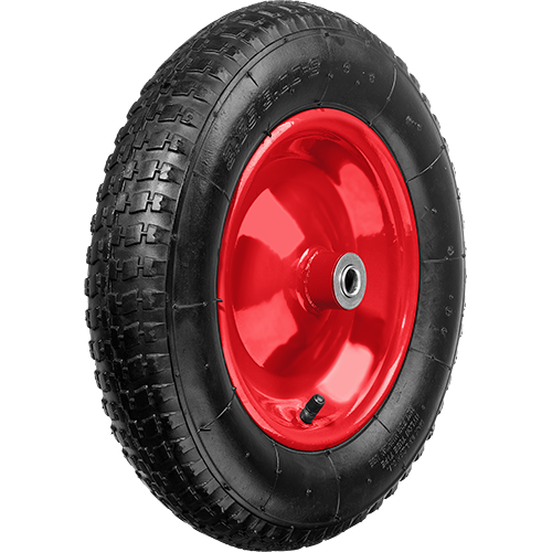 Колесо для тачки "Зубр", d360/16мм, втулка 75мм, резиновое, красный