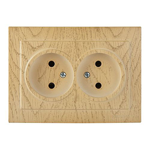 Розетка "NILSON Touran" двойная без заземления, скрытой проводки, Клён