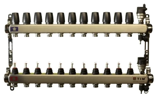 Коллекторная группа "TIM" c расходомерами 1кв"* 11 вых.