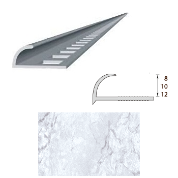 Раскладка, 9-10мм, L=2,5м, наружная, "Мрамор белый"