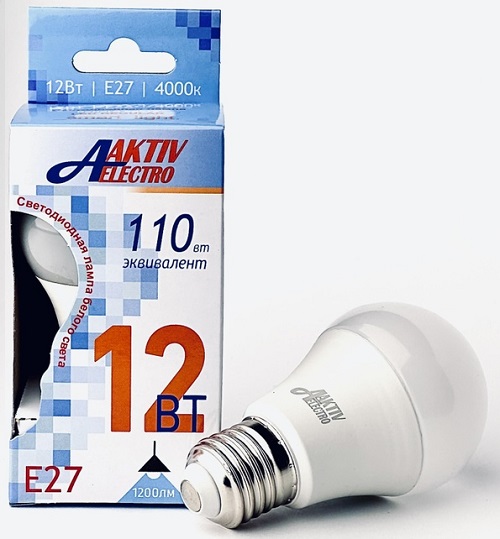 Лампа светодиодная А60 12Вт Aktiv Electro LED-A-Regular 220-240В Е27 6500К 1150Лм