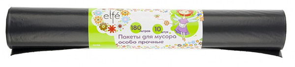 Пакеты для мусора особопрочные чёрные 180л, 10шт