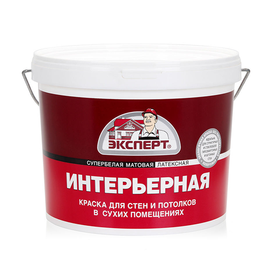 Краска водоэмульсионная интерьерная супербелая "Эксперт", 7кг