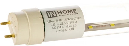 Лампа светодиодная 20Вт G13 220В 6500К 1620Лм 1200мм прозрачная LED-T8-П-PRO &quot;IN HOME&quot;
