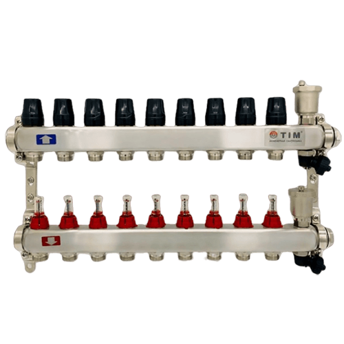 Коллекторная группа &quot;TIM&quot; c расходомерами 1кв&quot;* 9 вых. с кранами