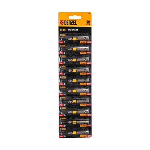 Бита PH2*50мм сталь S2, круглый профиль, отрывная упаковка, 10шт "Denzel"