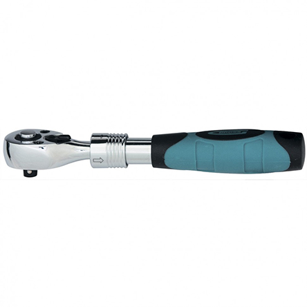 Ключ "Gross" накидной телескопический трещоточный 1/4" CrV, двухкомпонентная рукоятка, 150-200мм