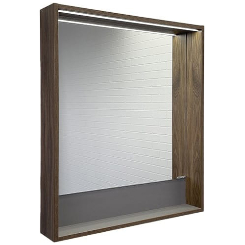 Шкаф с зеркалом "Томари-70", 700*800мм, дуб темно-коричневый, с подсветкой