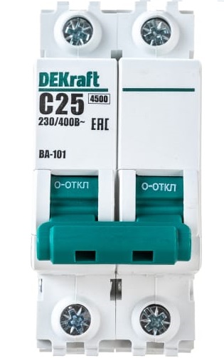 Автоматический выключатель ВА101 2Р 25А 4,5kA  "DEKraft"