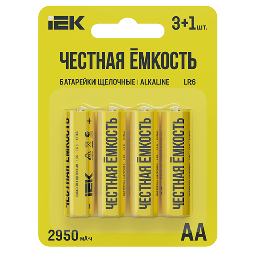 Батарейка щелоч. Alkaline LR6/AA (4шт/блистер) ПРОМО IEK