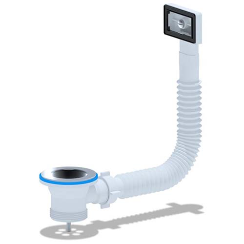 Выпуск для сифона стальной с нержавеющей сеткой 1.1/2, с прямоугольным переливом "Aquattro"