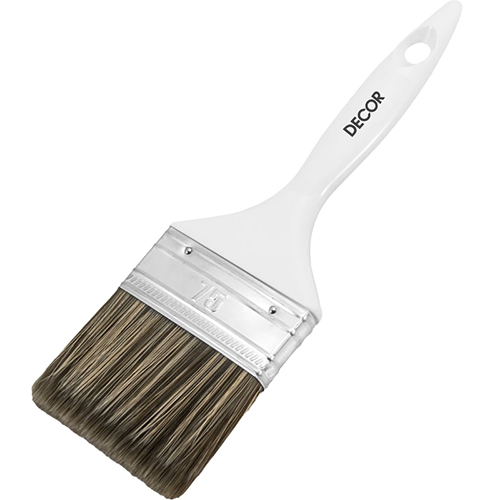 Кисть 75*15мм плоская, темная синтетическая щетина, пластиковая ручка, DECOR