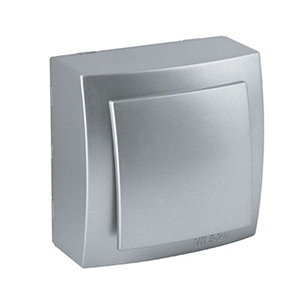 Выключатель "NILSON Themis" одноклавишный,  накладной, Серебро