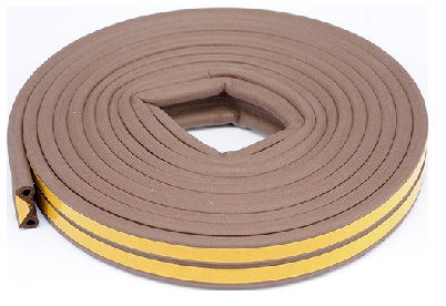 Уплотнитель Р-профиль коричневый, резиновый самоклеящийся 6м*9мм*5,5мм