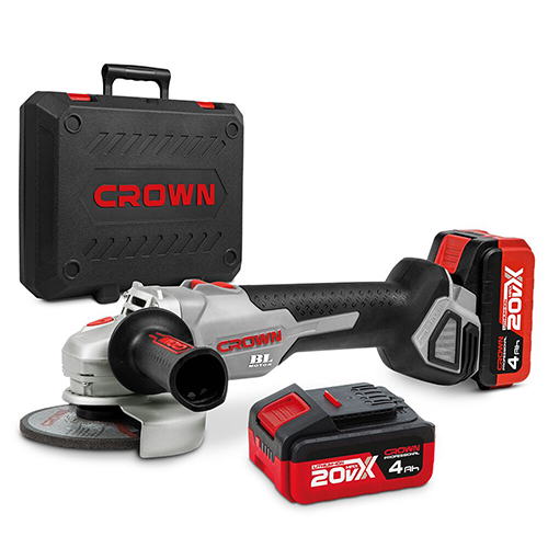 УШМ аккумуляторная 125мм &quot;CROWN&quot; CT23001-125HX-4 BMC Ø125/20 В/4,0 Ач x 2Li/8000об