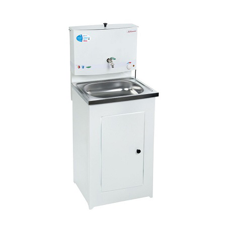 Дачный умывальник "Акватекс" белый, мойка нержавеющая, бак антикоррозионный с тэном