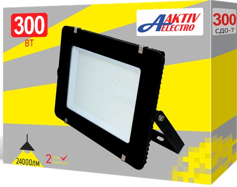 Прожектор светодиодный 300Вт 6500К 24000Лм 220В черный "СДО-7" "Aktiv Electro"