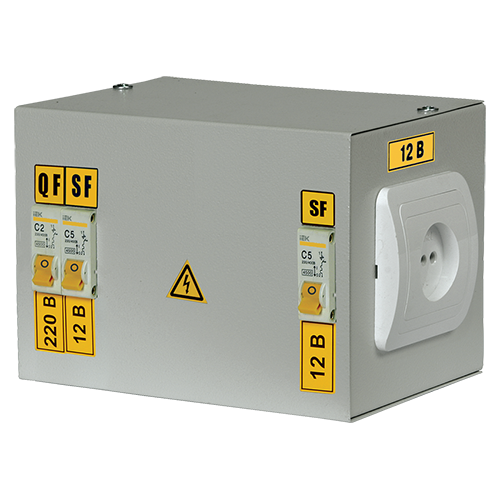 Ящик с понижающим трансформатором "ЯТП-0,25 220/42-2" 36 УХЛ4 IP30, ввод = 220В АС; выход = 42В АС "ИЭК"