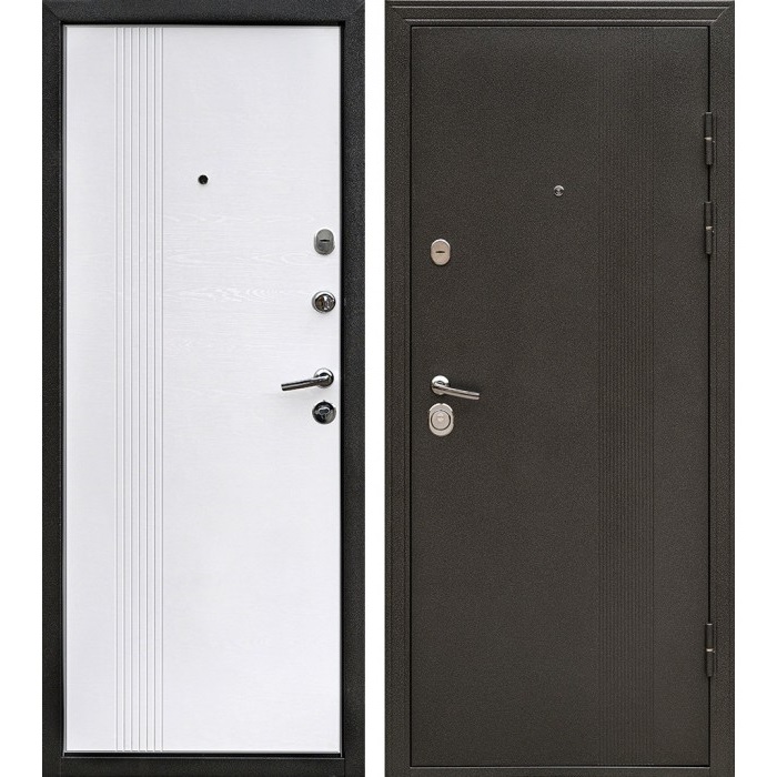 Дверь входная "Бастион-555", 860*2050*80мм, правая, металл - "Антик серебро", МДФ - "Ясень белый"