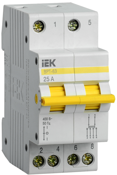 Выключатель-разъединитель трехпозиционный ВРТ-63, 2Р 25А "ИЭК