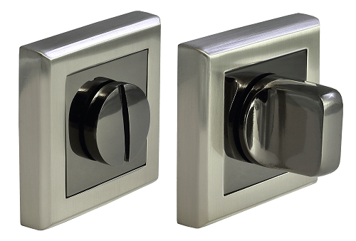 Завертка дверная "MH-WC-S SN-BN", квадратня накладка, "Белый никель, черный никель"