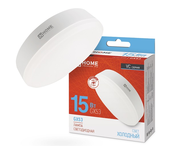 Лампа светодиодная 15Вт GX53 230В 6500К 1430Лмт LED-GX53-VC "IN HOME"