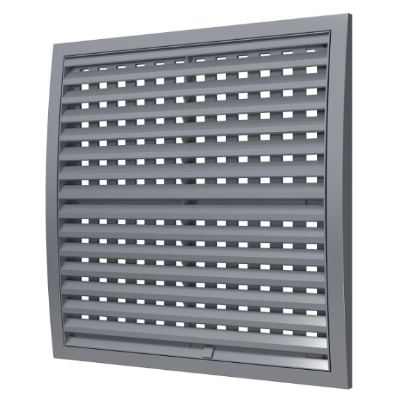 Решетка наружная накладная пластиковая вентиляционная 350*350, регулируемая, разъёмная, серая